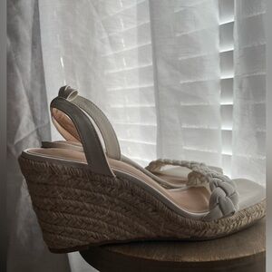 A New Day Women's Joyce White Wedge Heels Sandals with Braided Design-Size 8.5